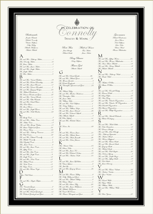 Table Charts For Wedding Reception