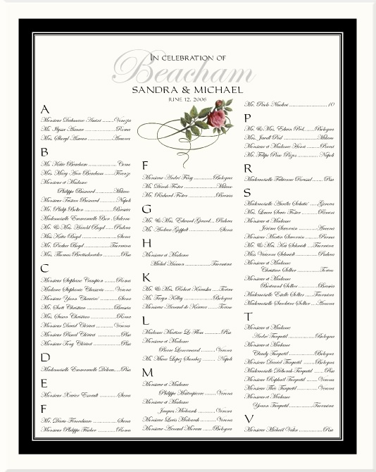 Rose Garden Seating Chart