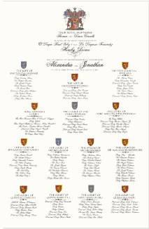 Coat of Arms King Arthur's Court Wedding Seating Chart