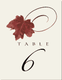 Red Maple Leaf Design for Wedding Table Number