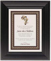 Framed Photograph of Map of Africa Donation Cards