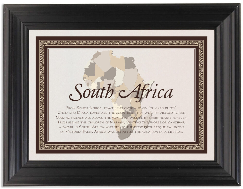 Framed Photograph of Map of Africa Memorabilia Cards