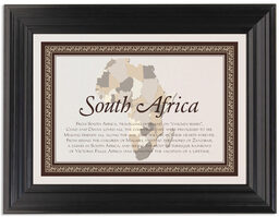 Framed Photograph of Map of Africa Memorabilia Cards