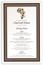 Photograph of Map of Africa Wedding Menus
