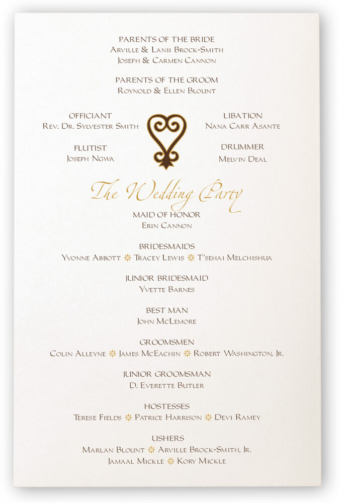 Photograph of Akoma Adinkra Square Wedding Programs