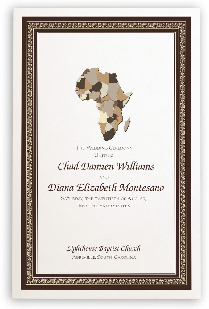 Photograph of Map of Africa Wedding Programs