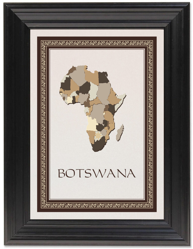 Framed Photograph of Map of Africa Table Names