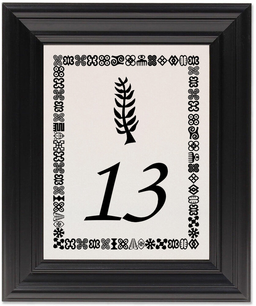 Framed Photograph of Adinkra Pattern Border Table Numbers