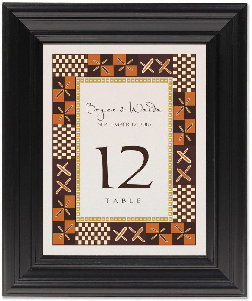 Framed Photograph of African Kuba Pattern Table Numbers