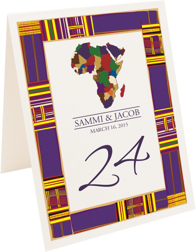 Photograph of Tented Ashanti Kente Cloth Table Numbers