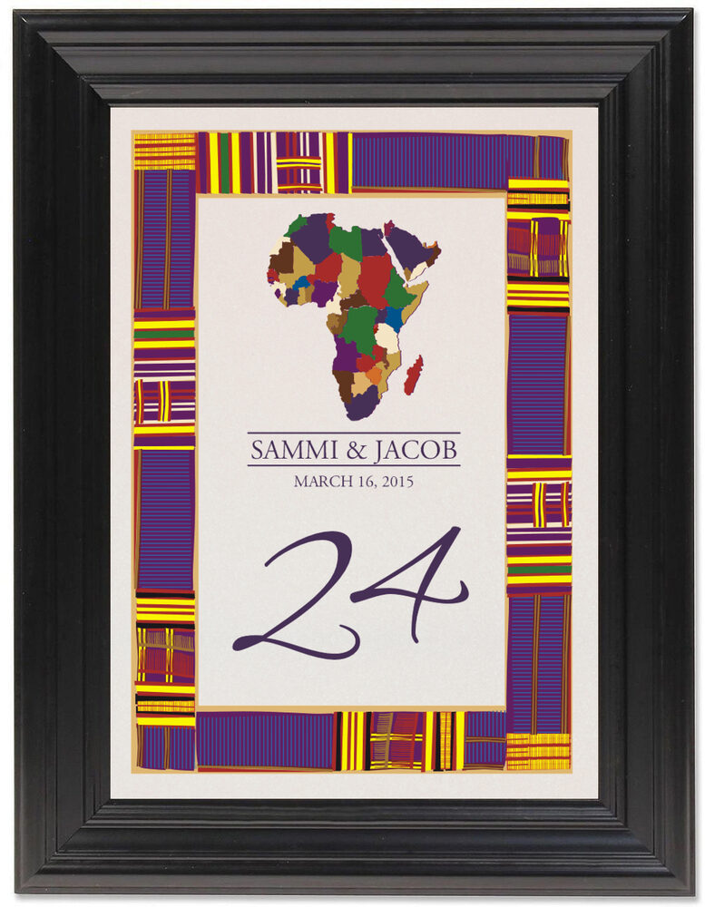 Framed Photograph of Ashanti Kente Cloth Table Numbers