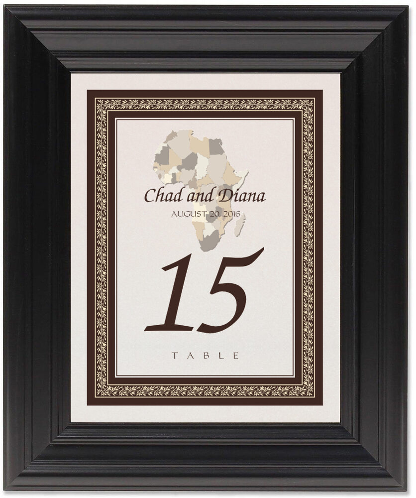 Framed Photograph of Map of Africa Table Numbers