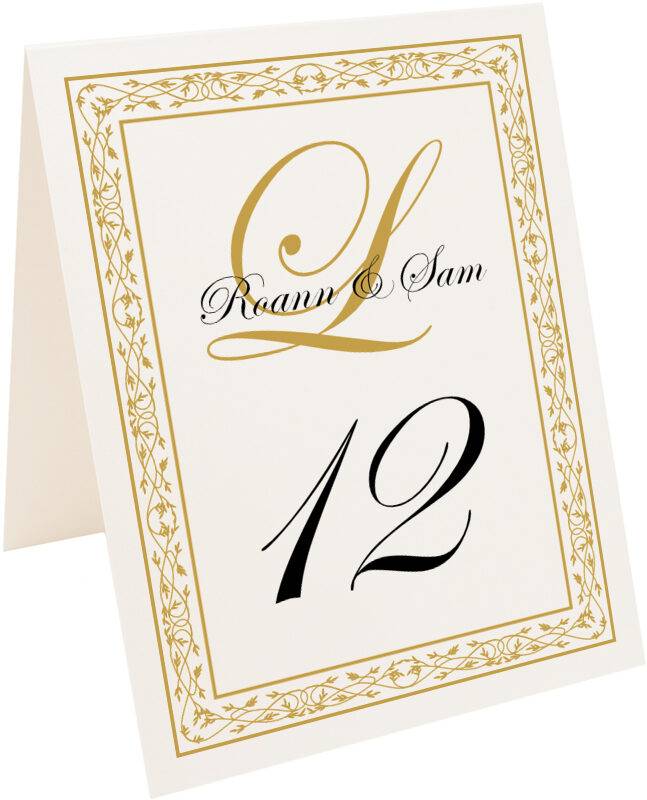 Photograph of Tented Traditional Monogram 01 Table Numbers