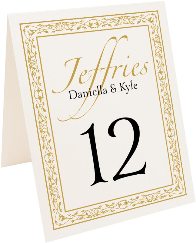 Photograph of Tented Traditional Monogram 02 Table Numbers