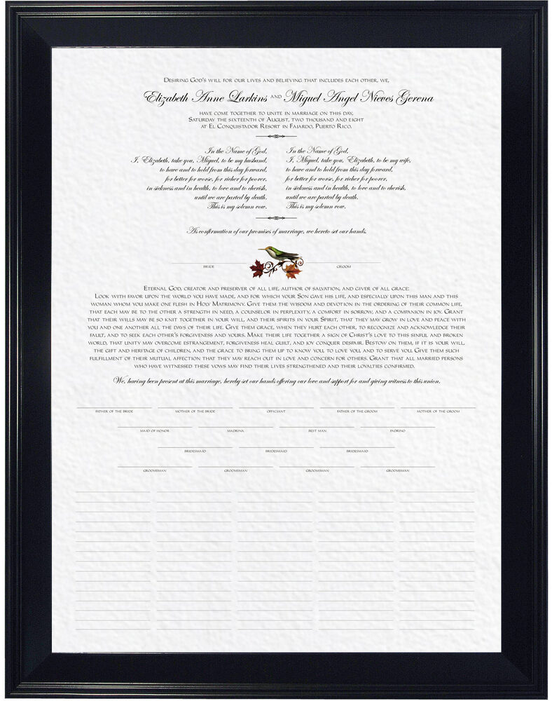 Photograph of Fall Indy Wedding Certificates