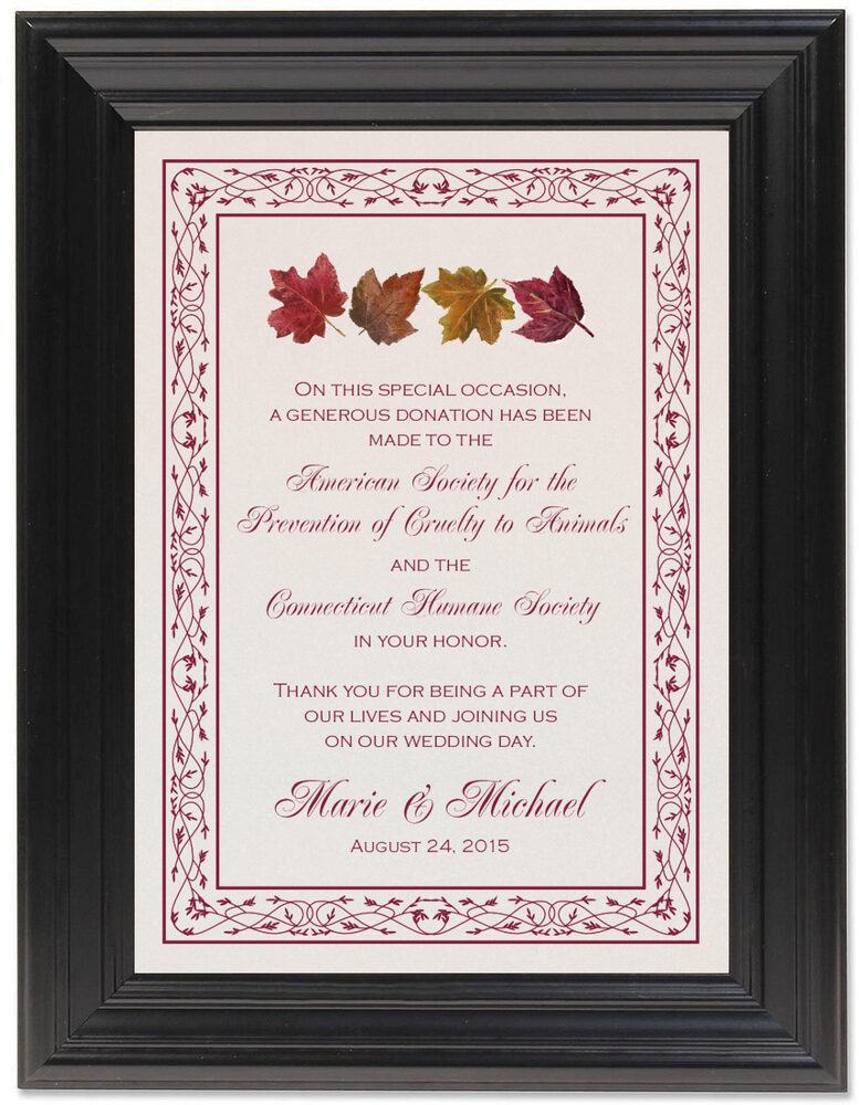 Framed Photograph of Maple Leaf Pattern Donation Cards