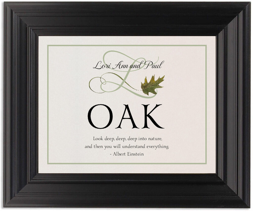 Framed Photograph of Wispy Oak Leaf Memorabilia Cards
