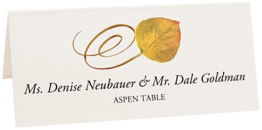 Photograph of Tented Aspen Swirly Leaf Place Cards