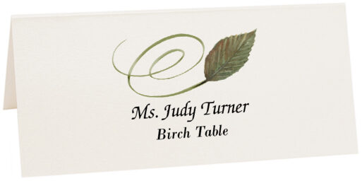 Photograph of Tented Birch Swirly Leaf Place Cards