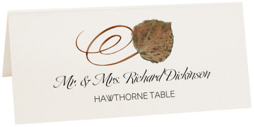 Photograph of Tented Hawthorne Swirly Leaf Place Cards