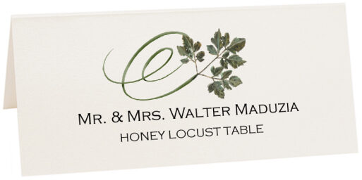 Photograph of Tented Honey Locust Swirly Leaf Place Cards