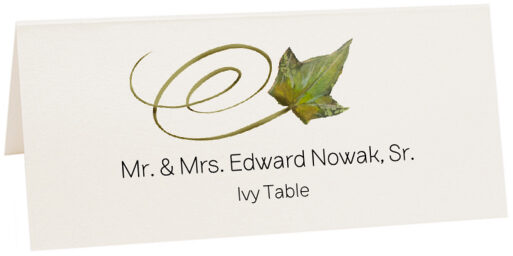 Photograph of Tented Ivy Swirly Leaf Place Cards