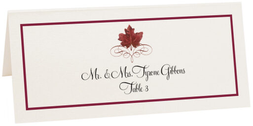 Photograph of Tented Maple Leaf Flourish Place Cards