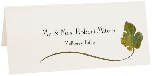 Photograph of Tented Mulberry Wispy Leaf Place Cards