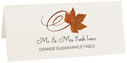 Photograph of Tented Orange Sugar Maple Swirly Leaf Place Cards