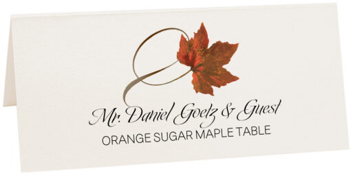 Photograph of Tented Orange Sugar Maple Twisty Leaf Place Cards