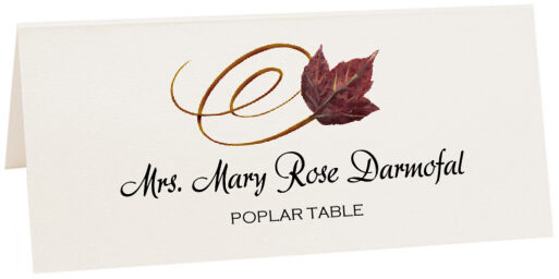 Photograph of Tented Poplar Swirly Leaf Place Cards