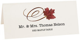 Photograph of Tented Red Maple Swirly Leaf Place Cards