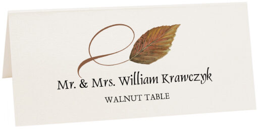 Photograph of Tented Walnut Twisty Leaf Place Cards
