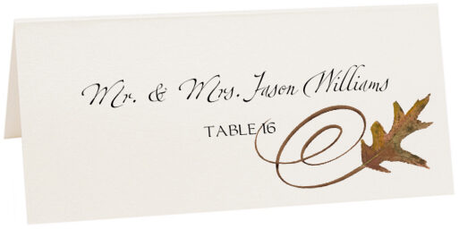 Photograph of Tented White Oak Swirl Place Cards