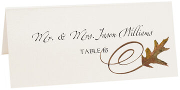 White Oak Swirl Wedding Place Cards And Autumn Leaves Wedding