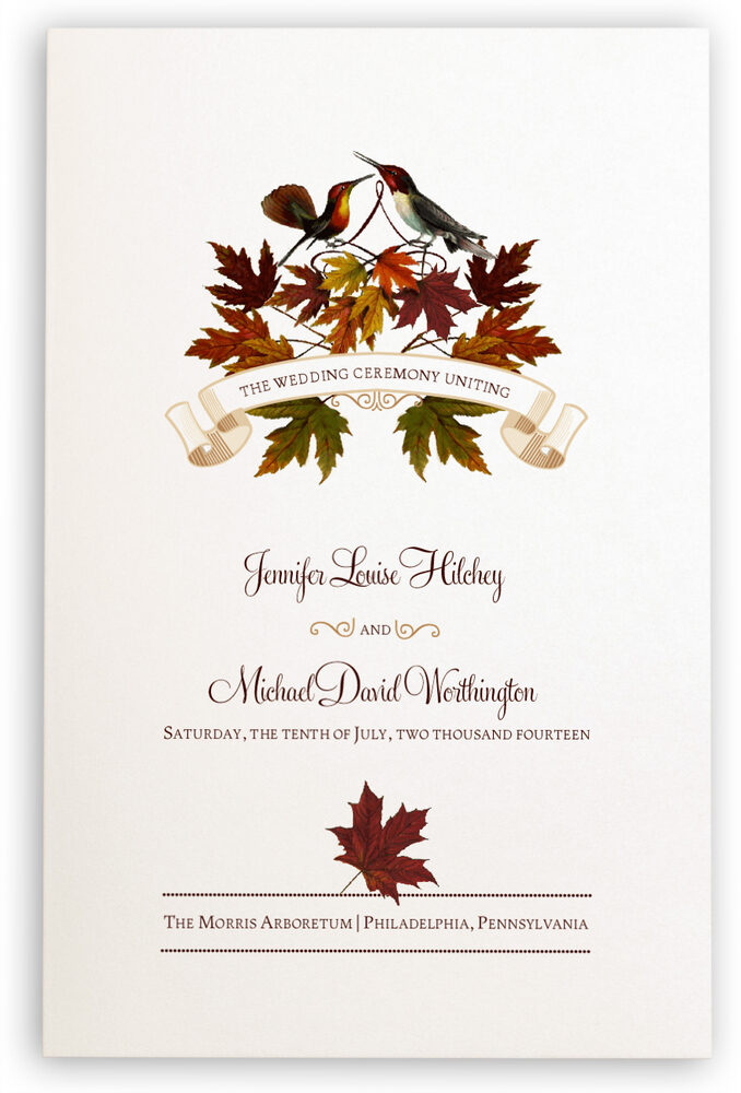 Photograph of Autumn Leaf Banner Wedding Programs