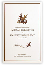 Photograph of Oak and Acorn Wedding Programs