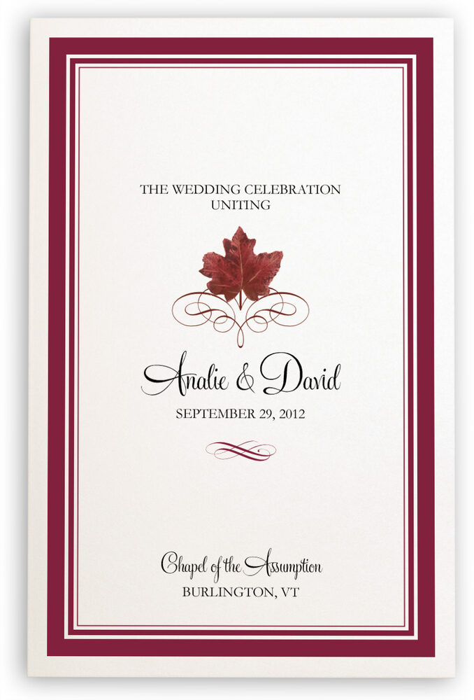 Photograph of Maple Leaf Flourish Wedding Programs