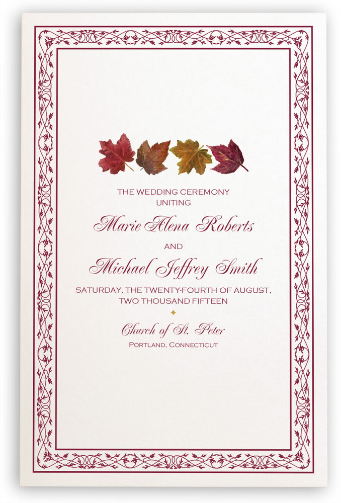 Photograph of Maple Leaf Pattern Wedding Programs