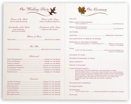 Maple Leaf Pattern Autumn Wedding Programs And Church Programs For