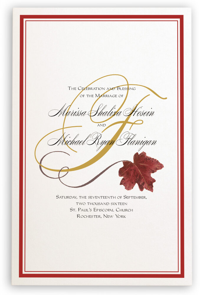Photograph of Red Maple Wispy Leaf Flourish Wedding Programs