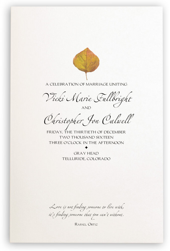 Photograph of Yellow Aspen Leaves Wedding Programs
