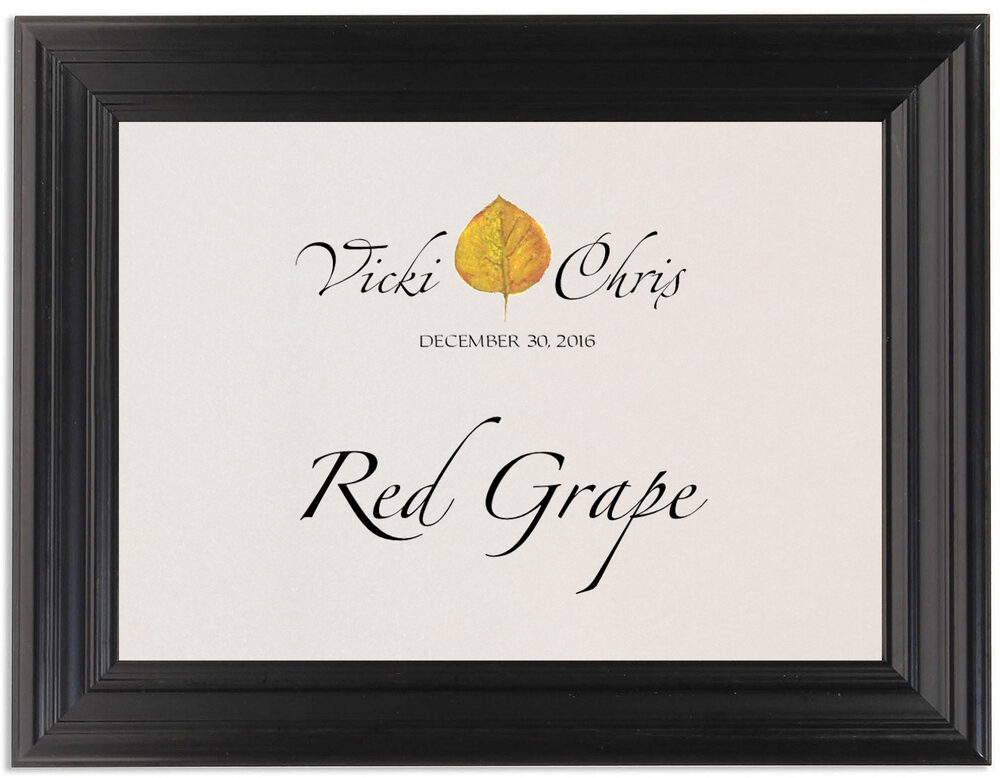 Framed Photograph of Yellow Aspen Leaves Table Names