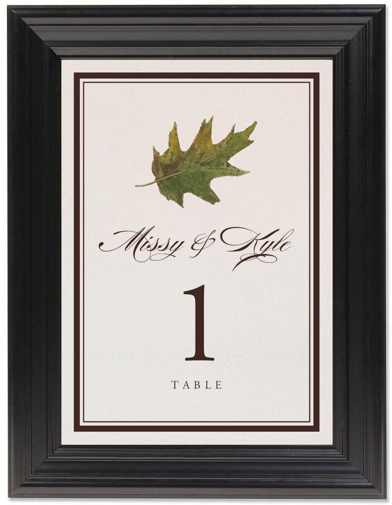 Framed Photograph of Colorful Leaves Assortment 01 Table Numbers