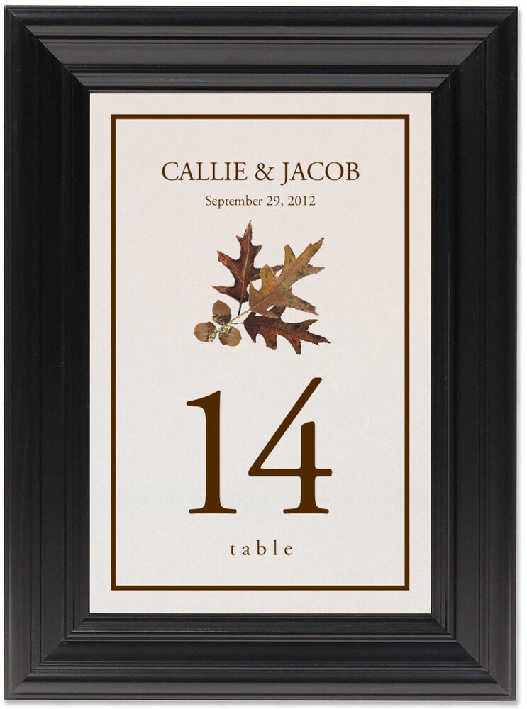 Framed Photograph of Oak and Acorn Table Numbers