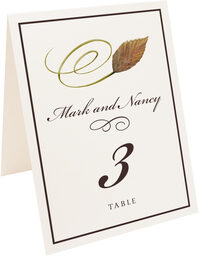 Photograph of Tented Swirly Leaves Table Numbers
