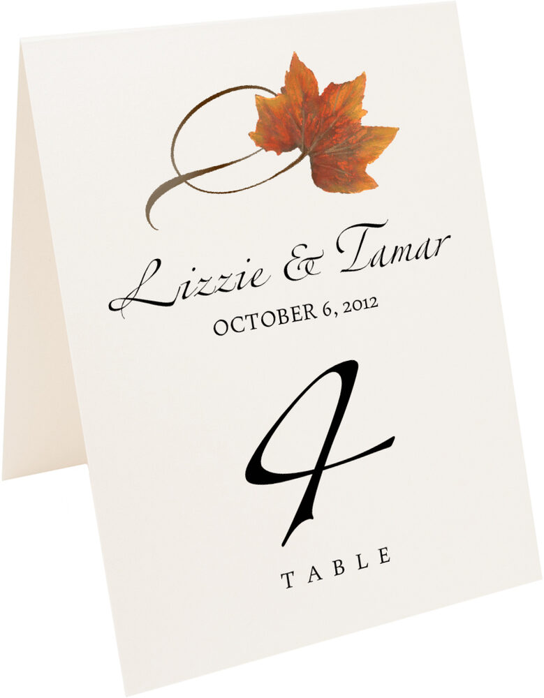 Photograph of Tented Twisty Leaves Table Numbers