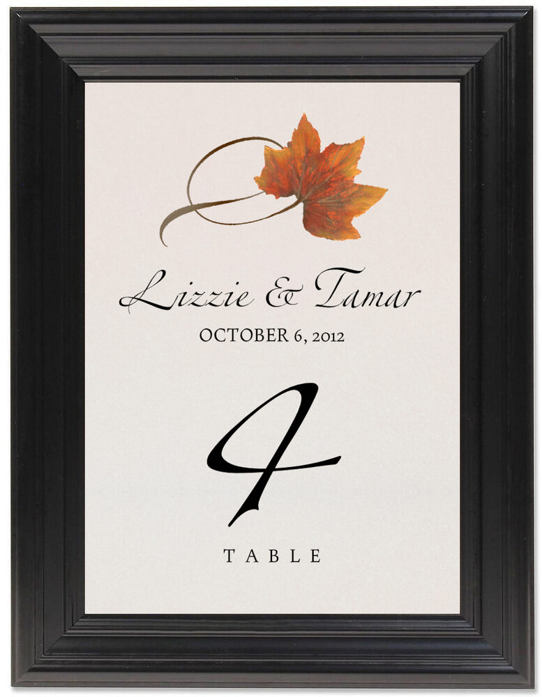 Framed Photograph of Twisty Leaves Table Numbers