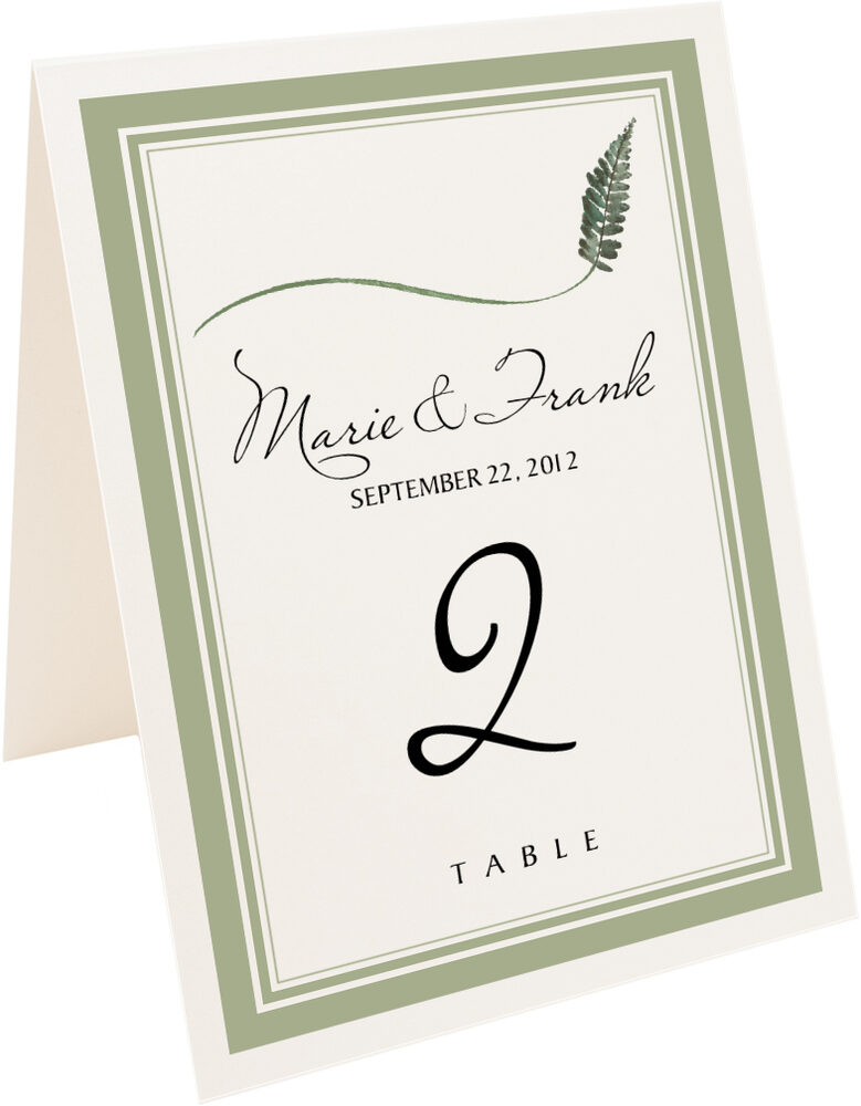 Photograph of Tented Wispy Leaves Table Numbers