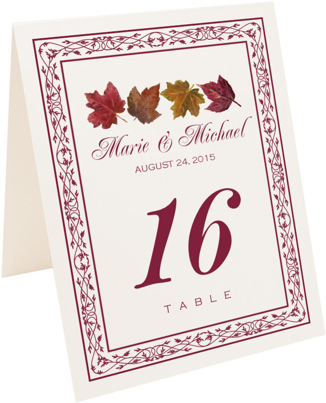 Photograph of Tented Maple Leaf Pattern Table Numbers